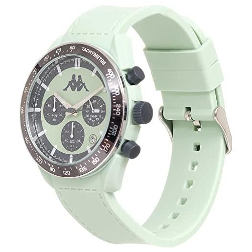Generico orologio cronografo unisex kappa kw-043 cinturino in silicone verde cassa 45mm