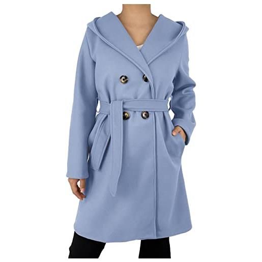 JOPHY & CO. cappotto doppiopetto donna invernale con tasche e bottoni (cod. 6557 & 6595) (jeans/1 (cod. 6595), 2xl)