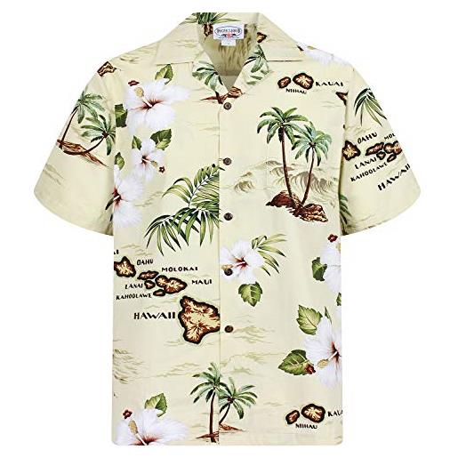 P.L.A. original camicia hawaiana, wave, beige s