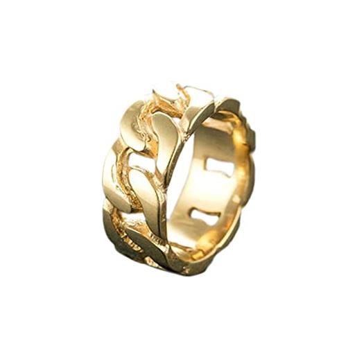 Lieson anelli acciaio uomo anelli hip hop, anelli uomo eleganti grande catena di motociclisti oro anello misura 22