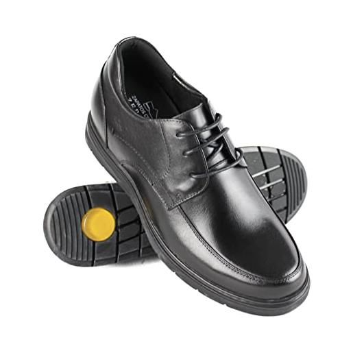 Zerimar calzature con rialzi in pelle naturale | ascensori per uomo +7 cm | scarpe con rialzo da uomo | scarpe eleganti | calzature alza | colore nero | taglia 43