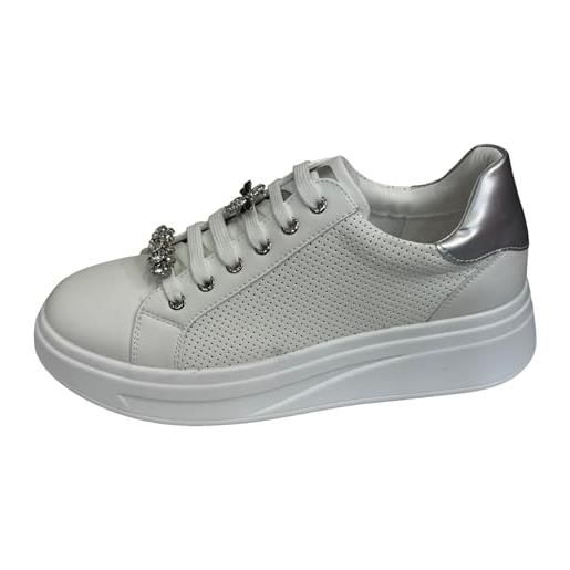 Valleverde scarpa moda comoda per il benessere dei piedi bianco bianco gold