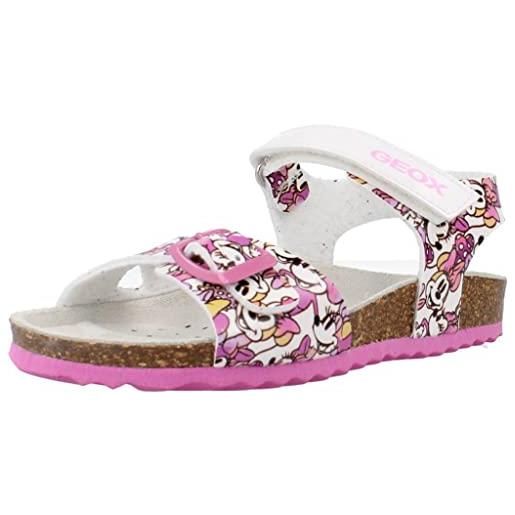 Geox b sandal chalki girl, sandali bambine e ragazze, bianco/rosa (white/pink), 25 eu