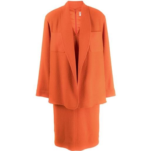 CHANEL Pre-Owned - completo con abito anni '90-2000 - donna - nylon/lycra/lana - taglia unica - arancione