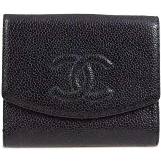 CHANEL Pre-Owned - portafoglio bi-fold con logo cc 2006 - donna - pelle caviar - taglia unica - nero