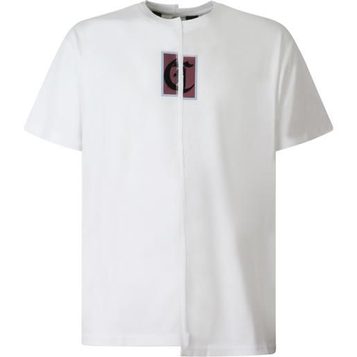 JUST CAVALLI t-shirt bianca con mini logo centrale per uomo
