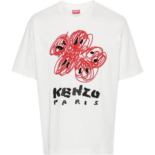 Kenzo t-shirt drawn varsity - bianco