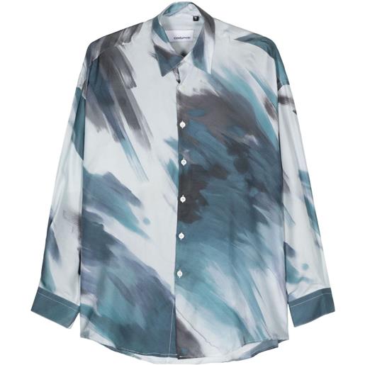 Costumein abstract-print silk shirt - blu