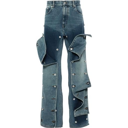 Y/Project evergreen snap off straight-leg jeans - blu