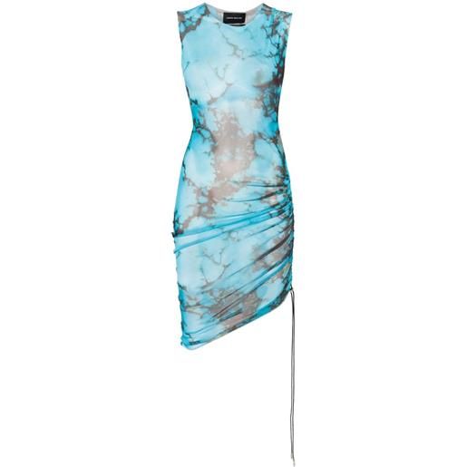 Louisa Ballou marbled mesh midi dress - blu