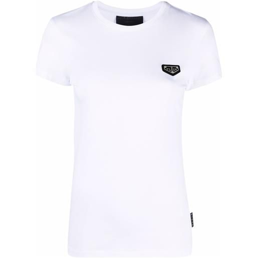 Philipp Plein t-shirt con placca logo - bianco