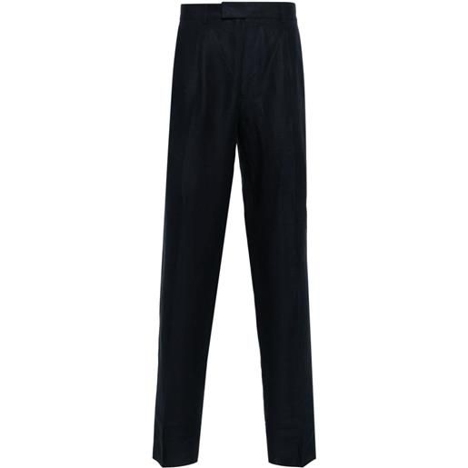 Zegna tapered linen trousers - blu