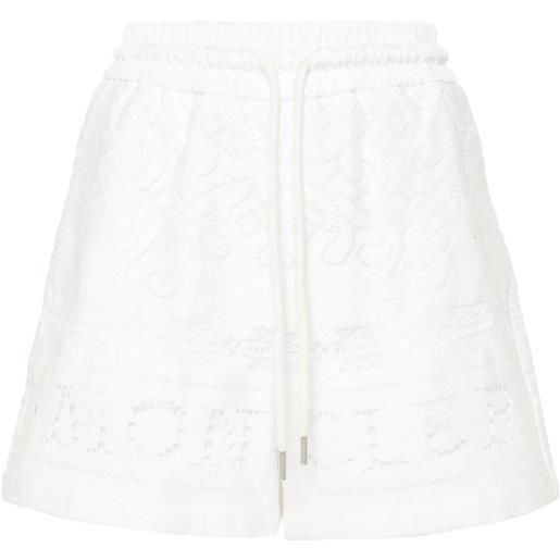 Moncler shorts con logo traforato - bianco