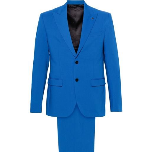 Manuel Ritz brooch-detail single-breasted suit - blu