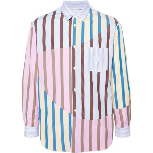 Comme Des Garçons Shirt camicia con design patchwork a righe - blu
