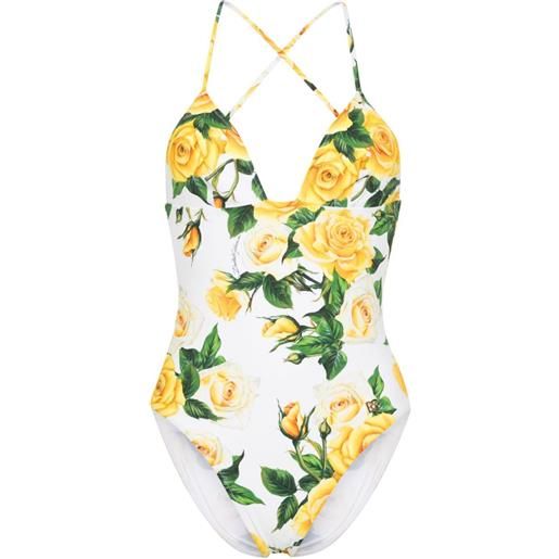 Dolce & Gabbana floral-print swimsuit - bianco
