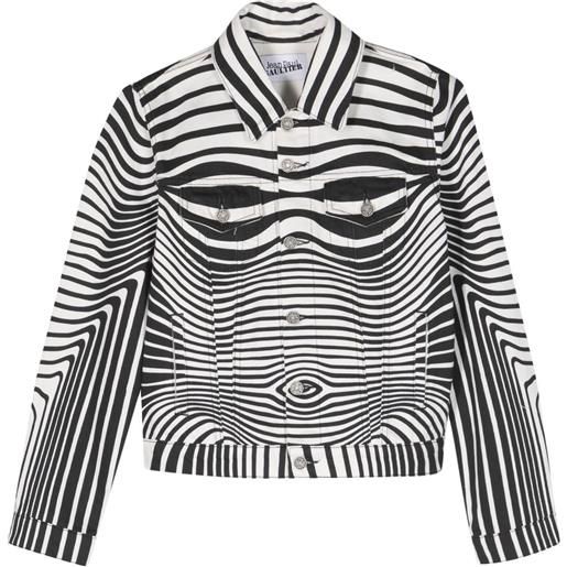 Jean Paul Gaultier giacca denim con stampa morphing digital - bianco