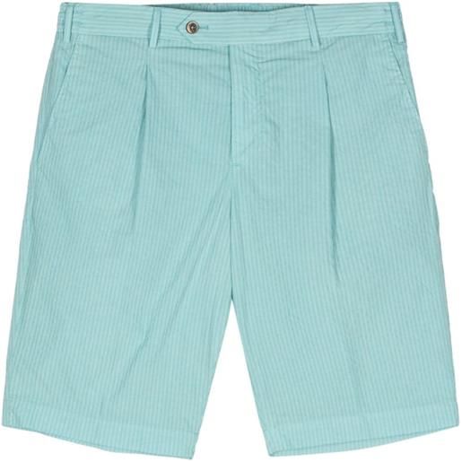 PT Torino pleat-detail seersucker shorts - blu