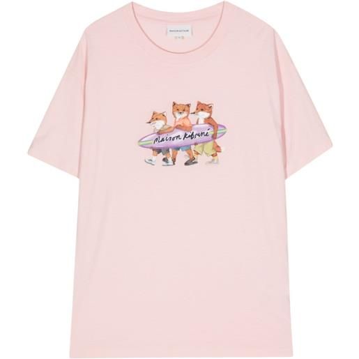 Maison Kitsuné t-shirt con stampa surfing foxes - rosa