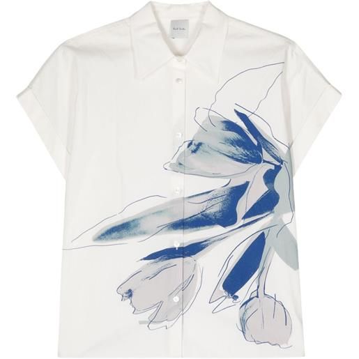 Paul Smith floral-print poplin shirt - bianco