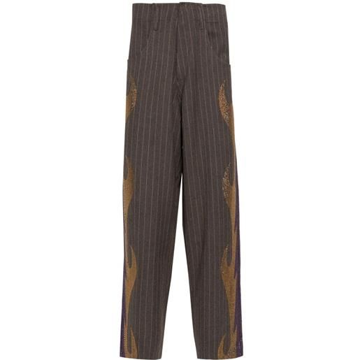 BLUEMARBLE pantaloni affusolati con strass - marrone