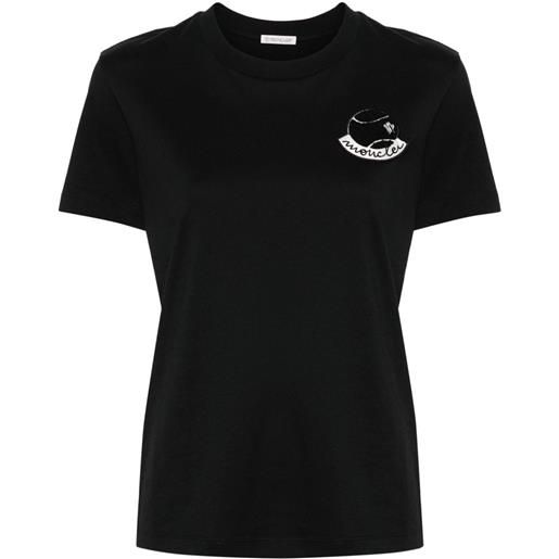 Moncler t-shirt con applicazione - nero