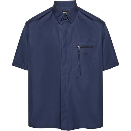 FENDI short-sleeve cotton shirt - blu