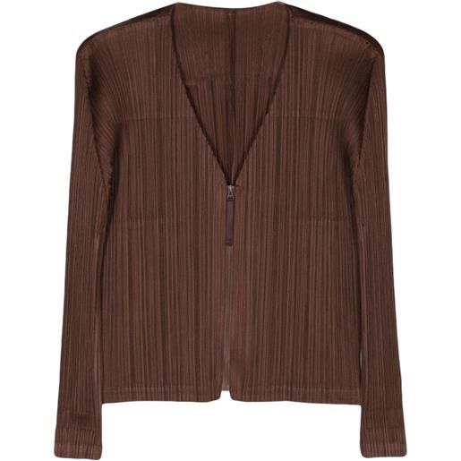 Pleats Please Issey Miyake cardigan monthly colours: september - marrone