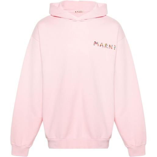 Marni logo-print cotton hoodie - rosa