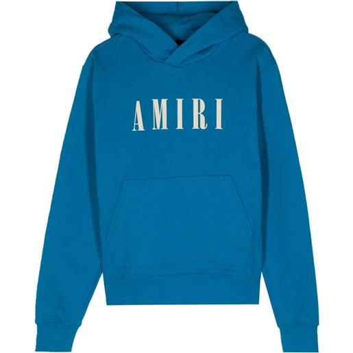AMIRI logo-print cotton hoodie - blu