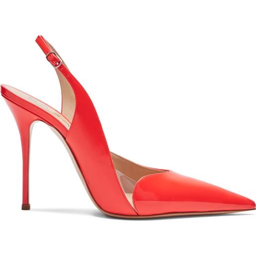 Casadei scarlet patent leather, pvc slingbacks coralflame