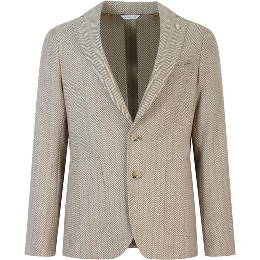 MANUEL RITZ giacca beige con fantasia per uomo