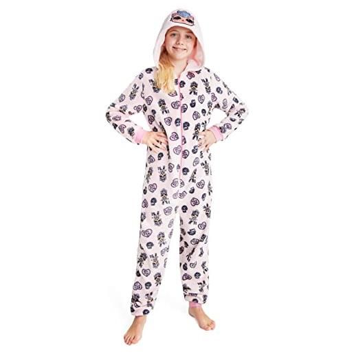 L.O.L. Surprise! pigiama intero in pile per bambina kitty e unicorno 4-12 anni (rosa, 9-10 anni)
