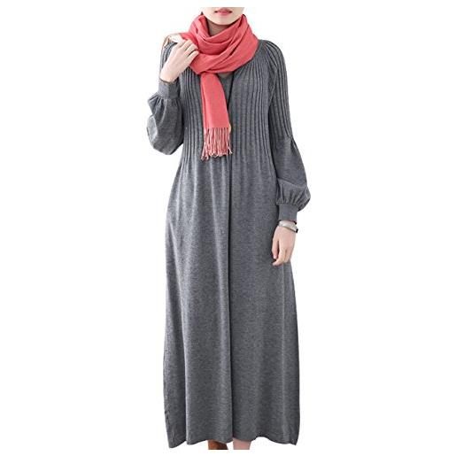 Youlee donna inverno autunno lana maglione vestito abiti lunghi a manica lunga style 3 grey