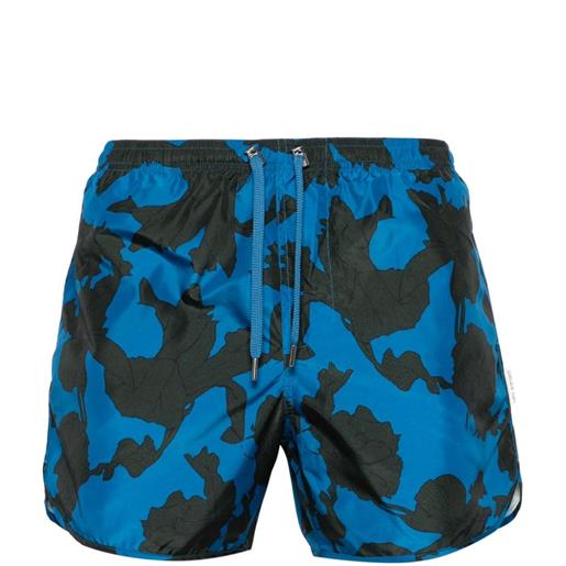Neil Barrett floral-print drawstring swim shorts - blu