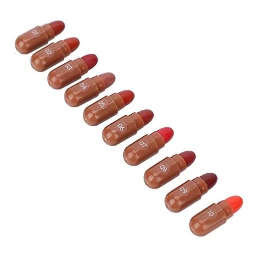 Brrnoo set di rossetti a capsula, 10 colori, mini caramelle, opachi, resistenti all'acqua, set regalo per il trucco, per donne e ragazze