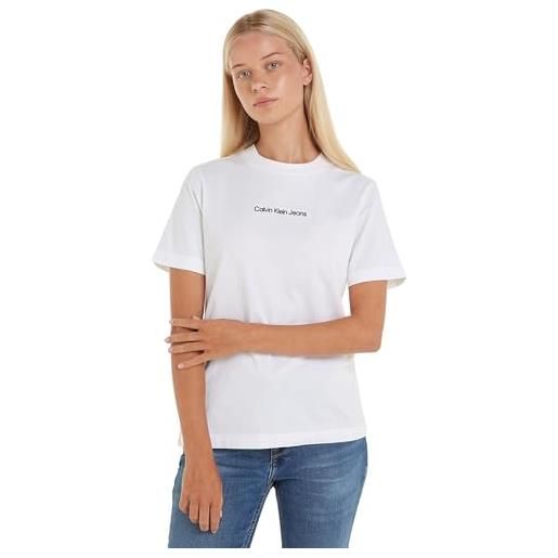 Calvin Klein Jeans donna t-shirt maniche corte institutional straight scollo rotondo, bianco (bright white), s