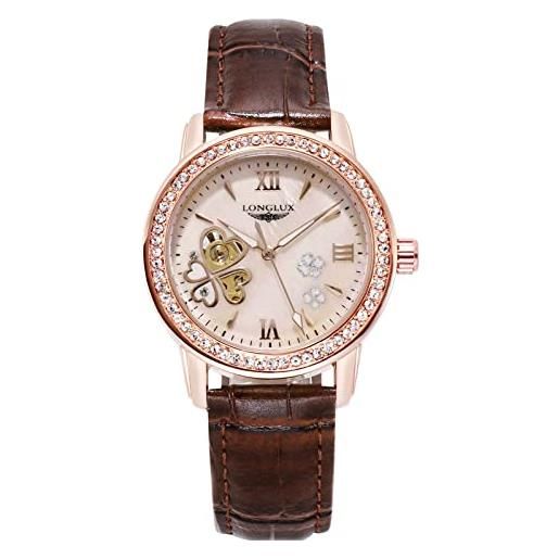 RORIOS orologio donna meccanico automatico con cinturino in pelle impermeabile orologio da polso luminoso moda diamante orologi da donna