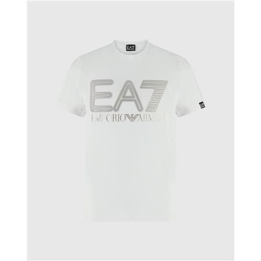 EA7 emporio armani EA7 t-shirt logo series in cotone stretch bianco uomo