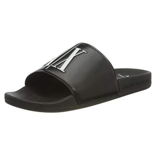 Armani Exchange sandal tpu+icon prin, infradito uomo, nero (black+white logo 00002), 40 eu