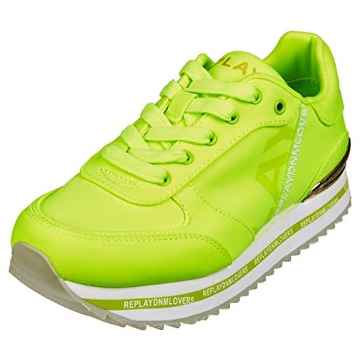 Replay penny jr lycra, scarpe da ginnastica, 2327 yellow fluo, 36 eu