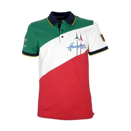 Aeronautica Militare polo po1703, da uomo, in piqué, maglia, t-shirt, maglietta, maniche corte, frecce tricolori (it, testo, l, regular, regular, 90812 verde-bianco-rosso)