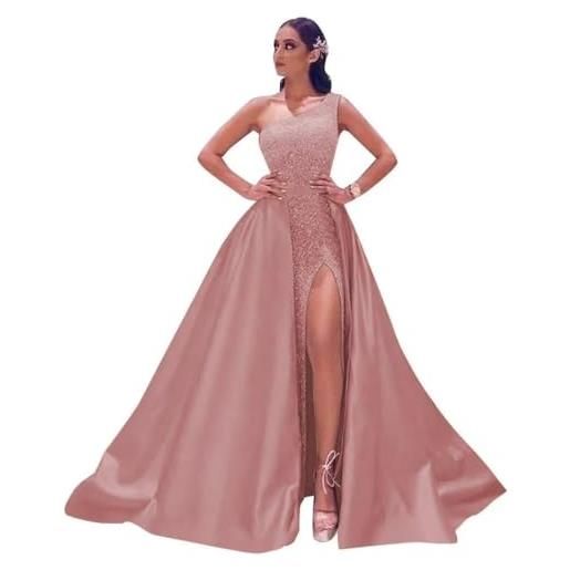 Generico abiti da ballo a sirena scintillanti da donna paillettes off shoulder staccabile treno abiti da sera formali lungo trailing ball gown orange m