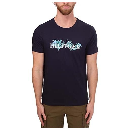 Tommy Hilfiger - t-shirt uomo regular con stampa logo tropical - taglia l