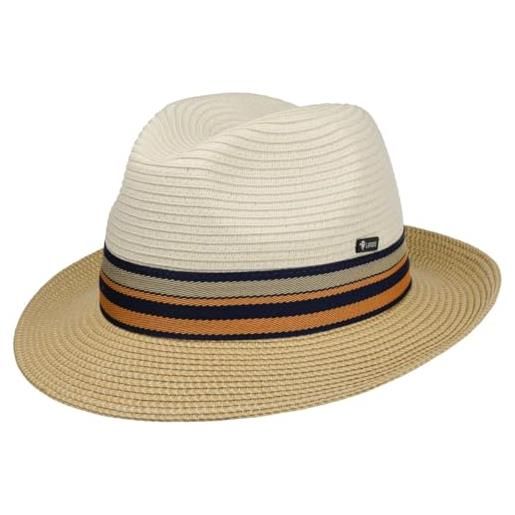 LIPODO cappello di paglia corinaldo bogart uomo - made in italy da sole con nastro grosgrain primavera/estate - xl (60-61 cm) bianco crema