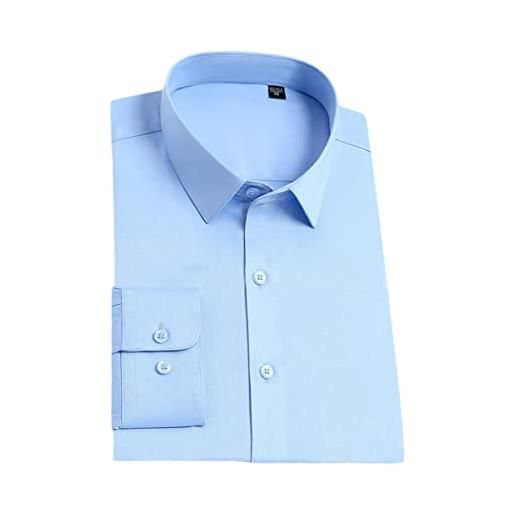 Rfmfkkg camicie da uomo in fibra di bambù liscia senza tasca business manica lunga standard fit non-iron dress shirt, 118-7, xxl
