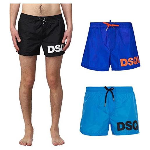 DSQUARED2 beachwear uomo azzurro shorts mare con stampa logo sul fondo 46