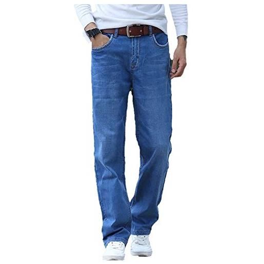 N\P jeans sciolti casuali degli uomini di grandi dimensioni abbigliamento autunno comodo cotone denim jeans blu 62
