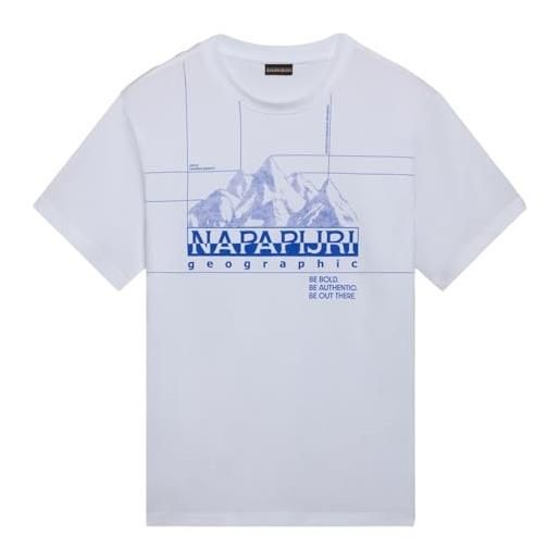 Napapijri t-shirt a maniche corte frame, bianco brillante, xxl