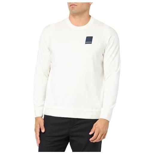 Armani Exchange milan edition, maglione a girocollo, bianco sporco, xl uomo